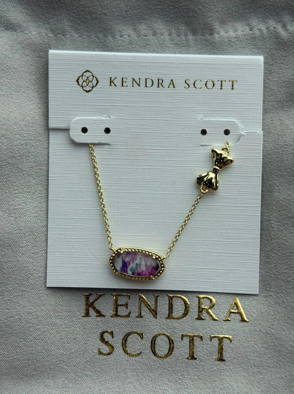 Kendra Scott purple pendant gold necklace